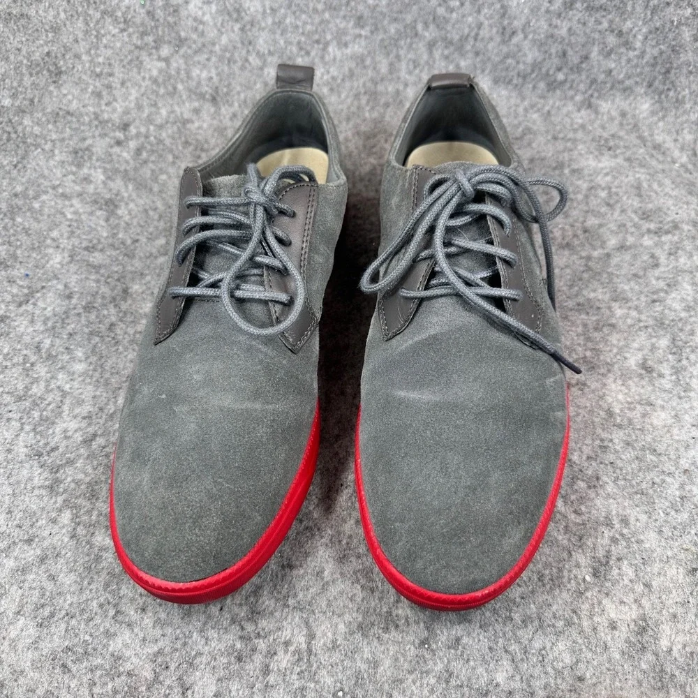 Clae Ellington Mens Grey Suede Low Top Sneakers Red Sole CLA01246 Size 9